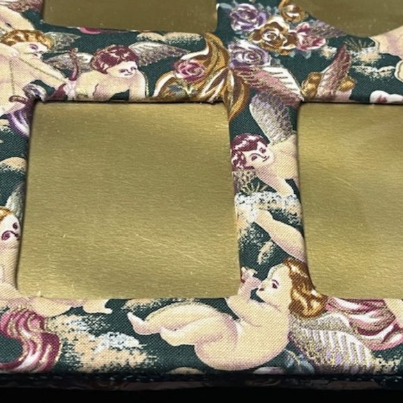 VTG Angel Cherubs Padded Floral Fabric Double Picture Frame Holds 7 Photos - Picture 11 of 11